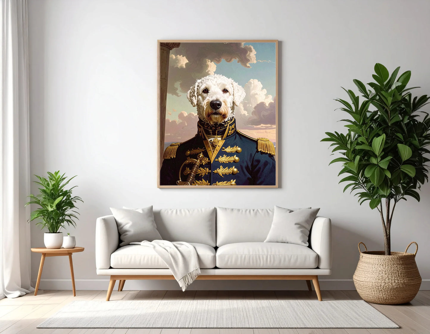 Custom Royal Pet Portrait | Admiral Fluffy Tails | Personalized Wall Art for Pet Lovers