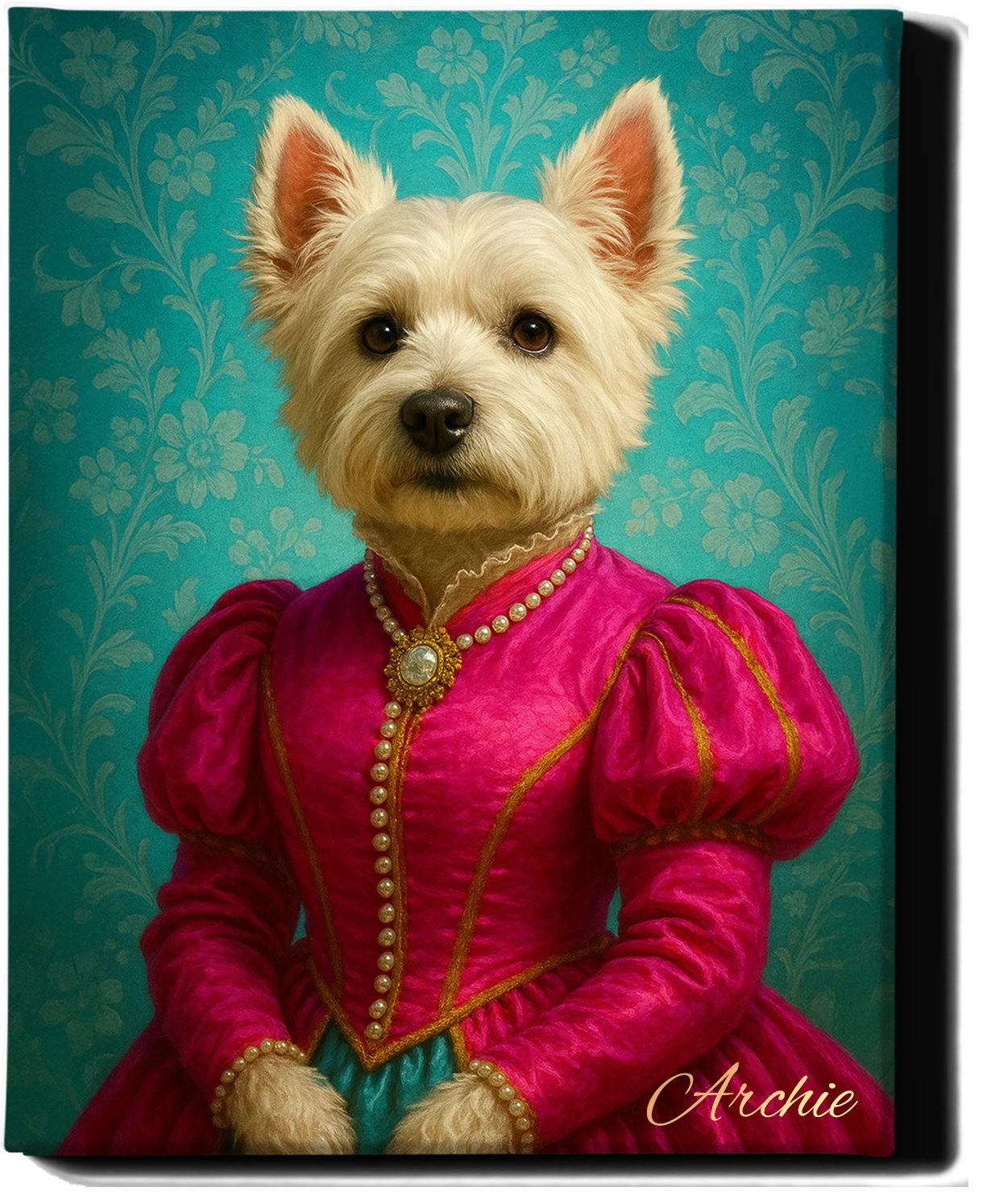 Custom Royal Pet Portrait | Aurora Tinseltoes | Personalized Wall Art for Pet Lovers