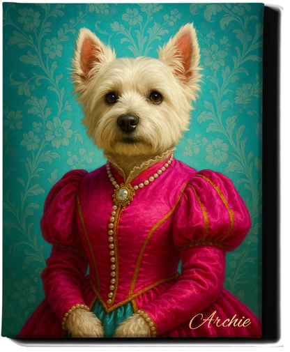 Custom Royal Pet Portrait | Aurora Tinseltoes | Personalized Wall Art for Pet Lovers