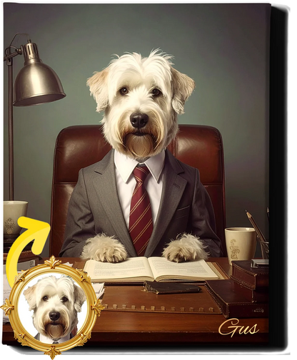 Custom Royal Pet Portrait | Boss Barkley | Personalized Wall Art for Pet Lovers