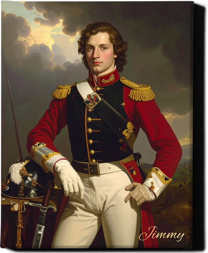 Custom Royal Human Portrait | Captain Alistair of the Highland Regiment | Personalized Wall Art Gift for him