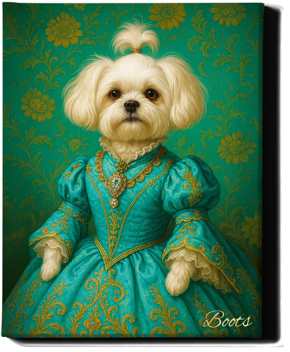 Custom Royal Pet Portrait | Countess Wiggles | Personalized Wall Art for Pet Lovers