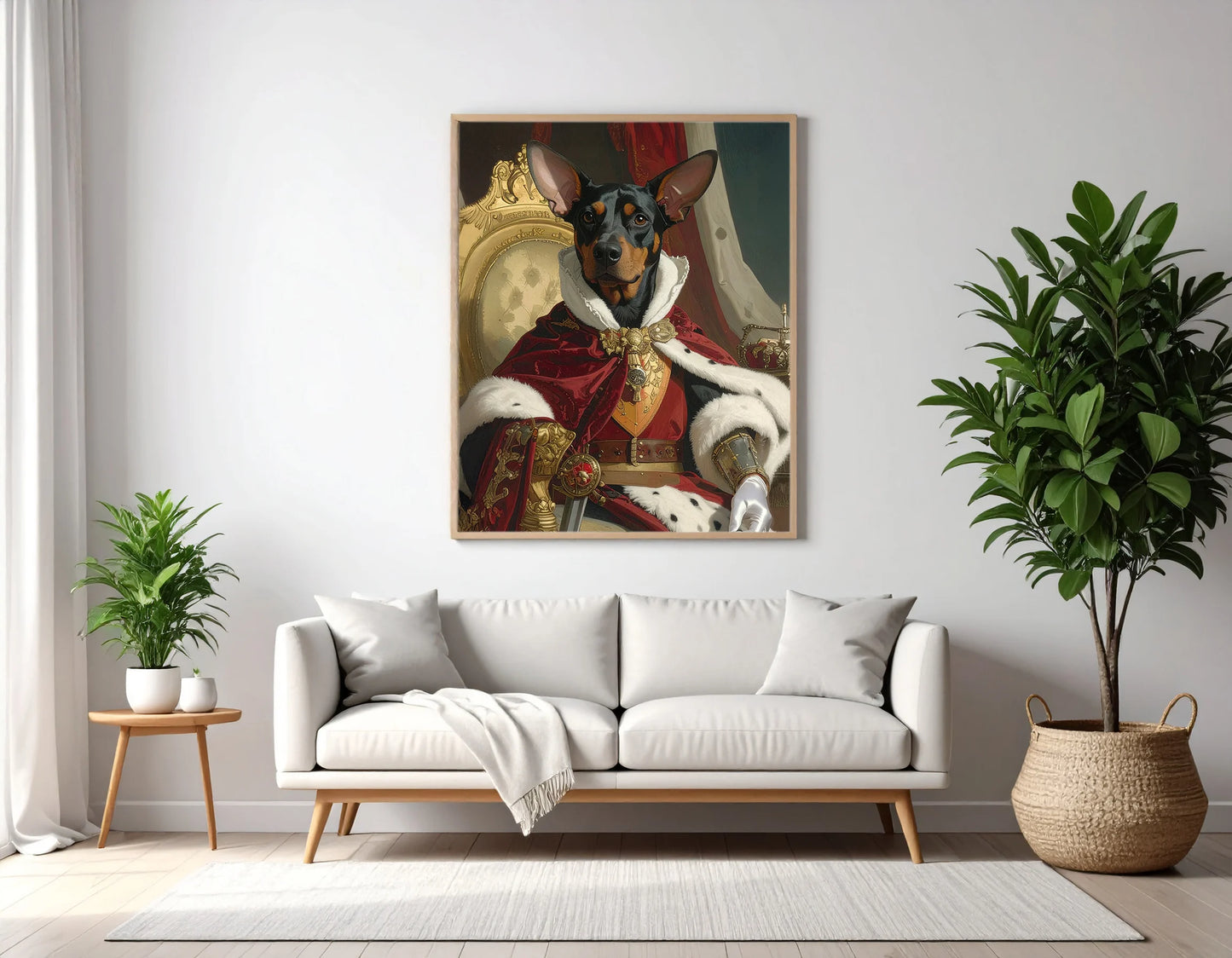 Custom Royal Pet Portrait | Crimson Crown King | Personalized Wall Art for Pet Lovers