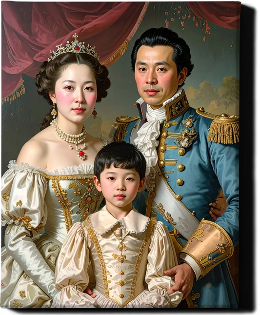 Custom Royal Family Portrait | Crowned Eastern Royalty | Personalized Wall Art Gift