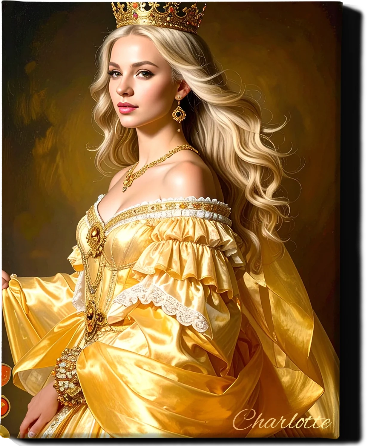 Custom Royal Human Portrait | Crowned Regent | Personalized Wall Art Gift for her