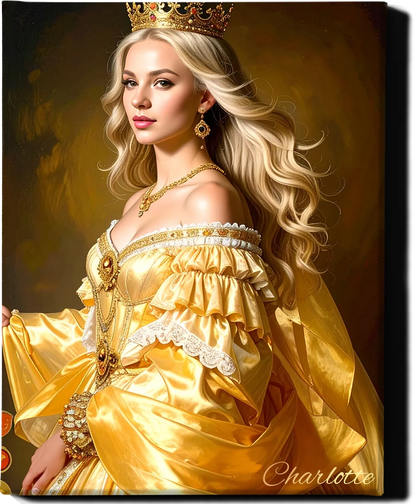 Custom Royal Human Portrait | Crowned Regent | Personalized Wall Art Gift for her
