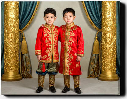 Custom Royal Family Portrait | Dynasty in Crimson | Personalized Wall Art Gift