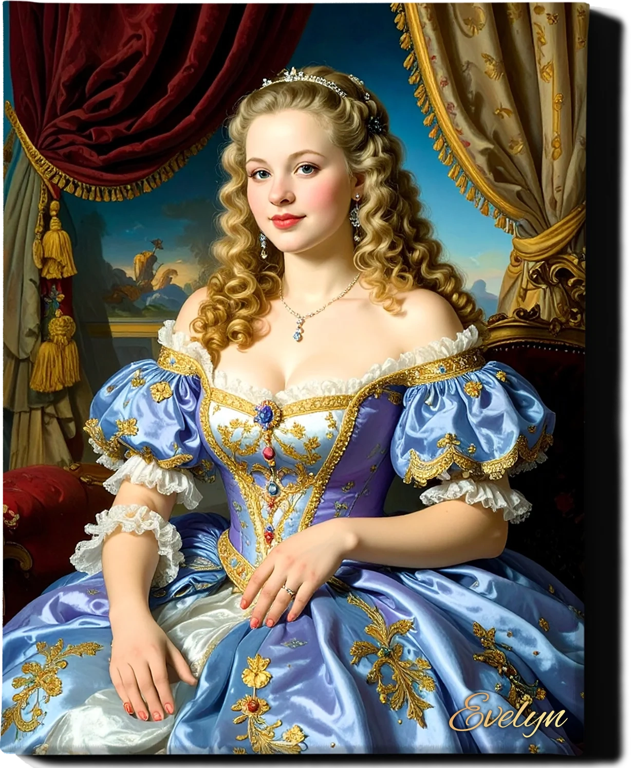 Custom Royal Human Portrait | Elegant Noblewoman | Personalized Wall Art Gift for her