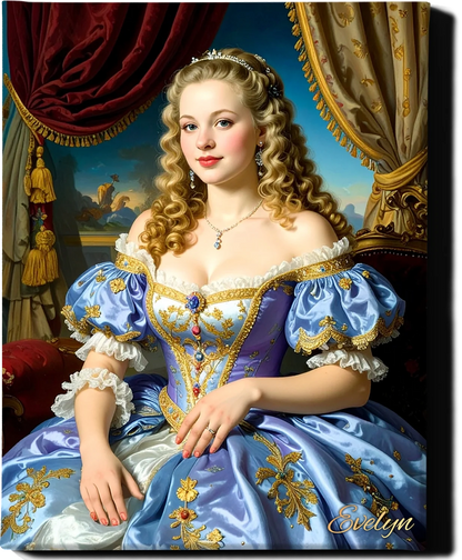 Custom Royal Human Portrait | Elegant Noblewoman | Personalized Wall Art Gift for her