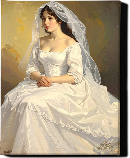 Custom Royal Human Portrait | Ethereal Victorian Bride | Personalized Wall Art Gift for her