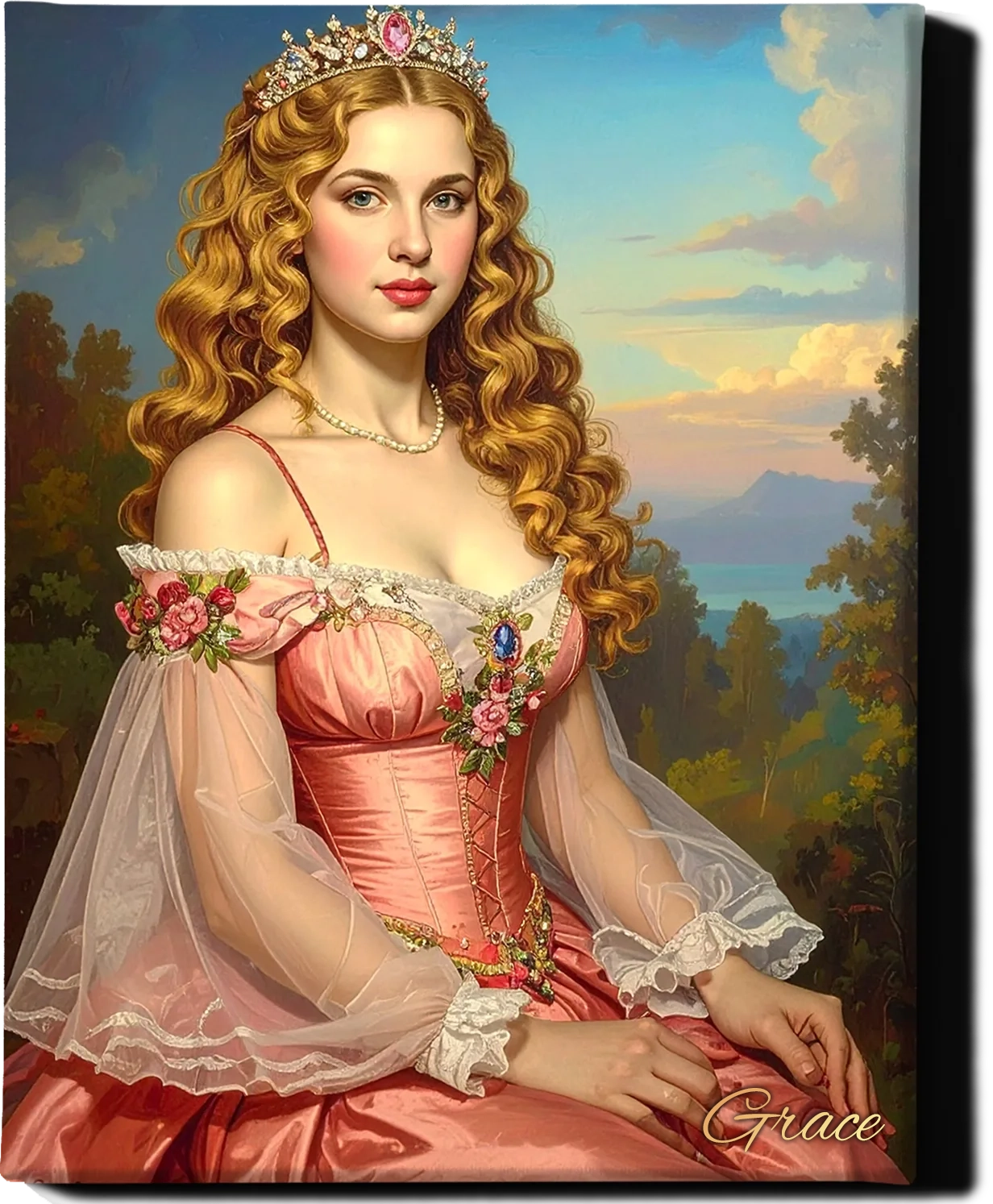 Custom Royal Human Portrait | Fairy Princess in Twilight | Personalized Wall Art Gift for her