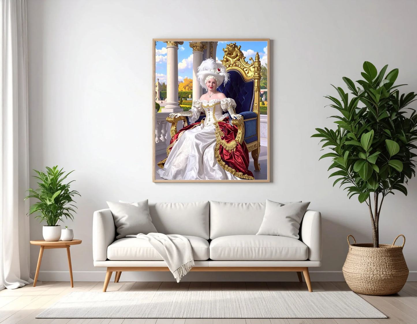 Custom Royal Human Portrait | Empress in Feathered Hat 2 | Personalized Wall Art Gift for her