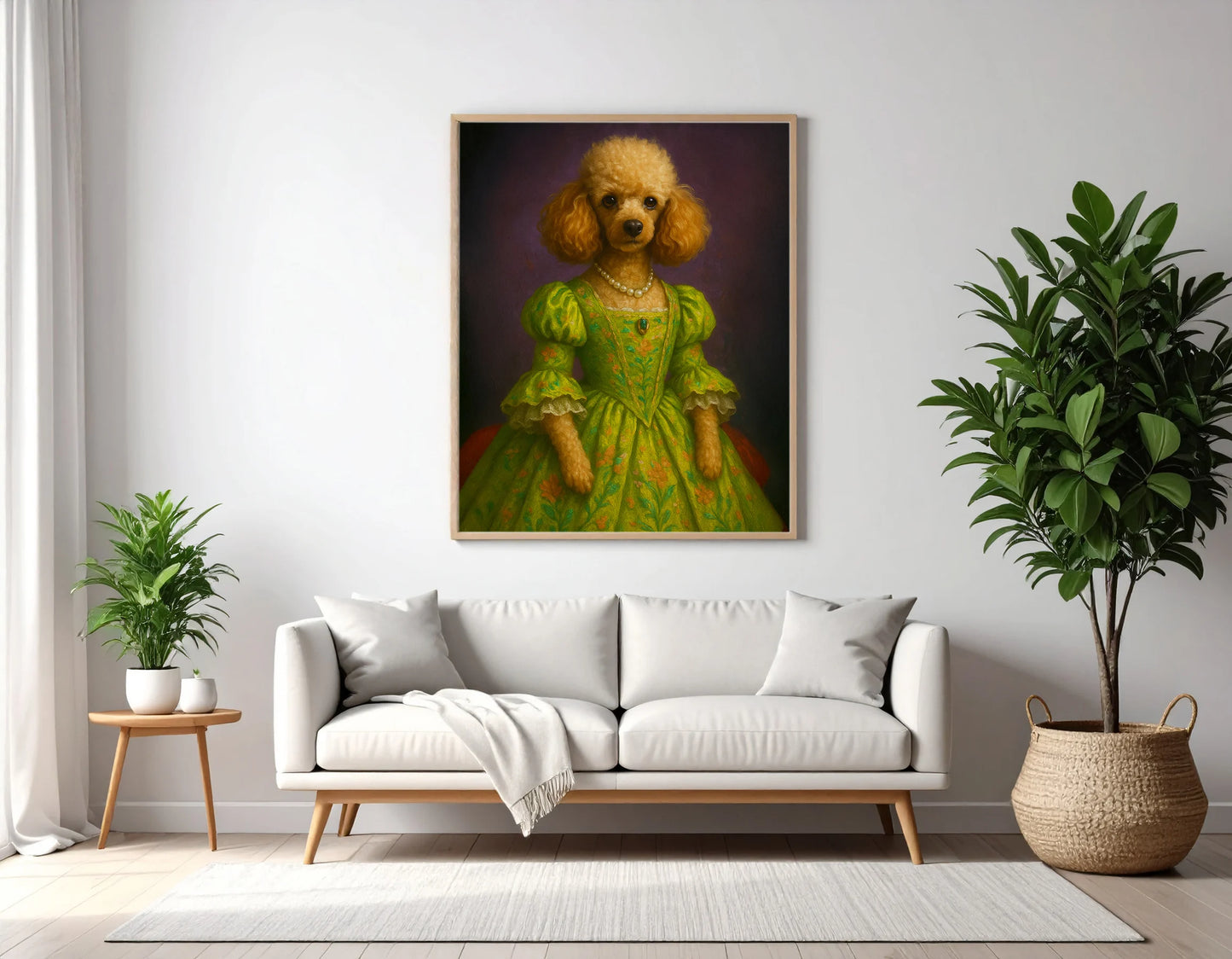 Custom Royal Pet Portrait | Green Queen | Personalized Wall Art for Pet Lovers
