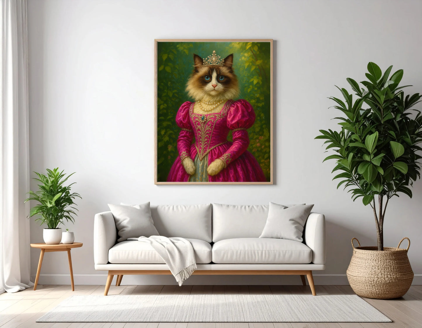 Custom Royal Pet Portrait | Elsa of the Enchanted Furdom | Personalized Wall Art for Pet Lovers