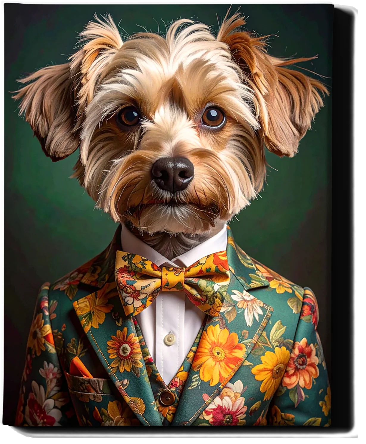 Custom Royal Pet Portrait | Floral Dandy Pup | Personalized Wall Art for Pet Lovers