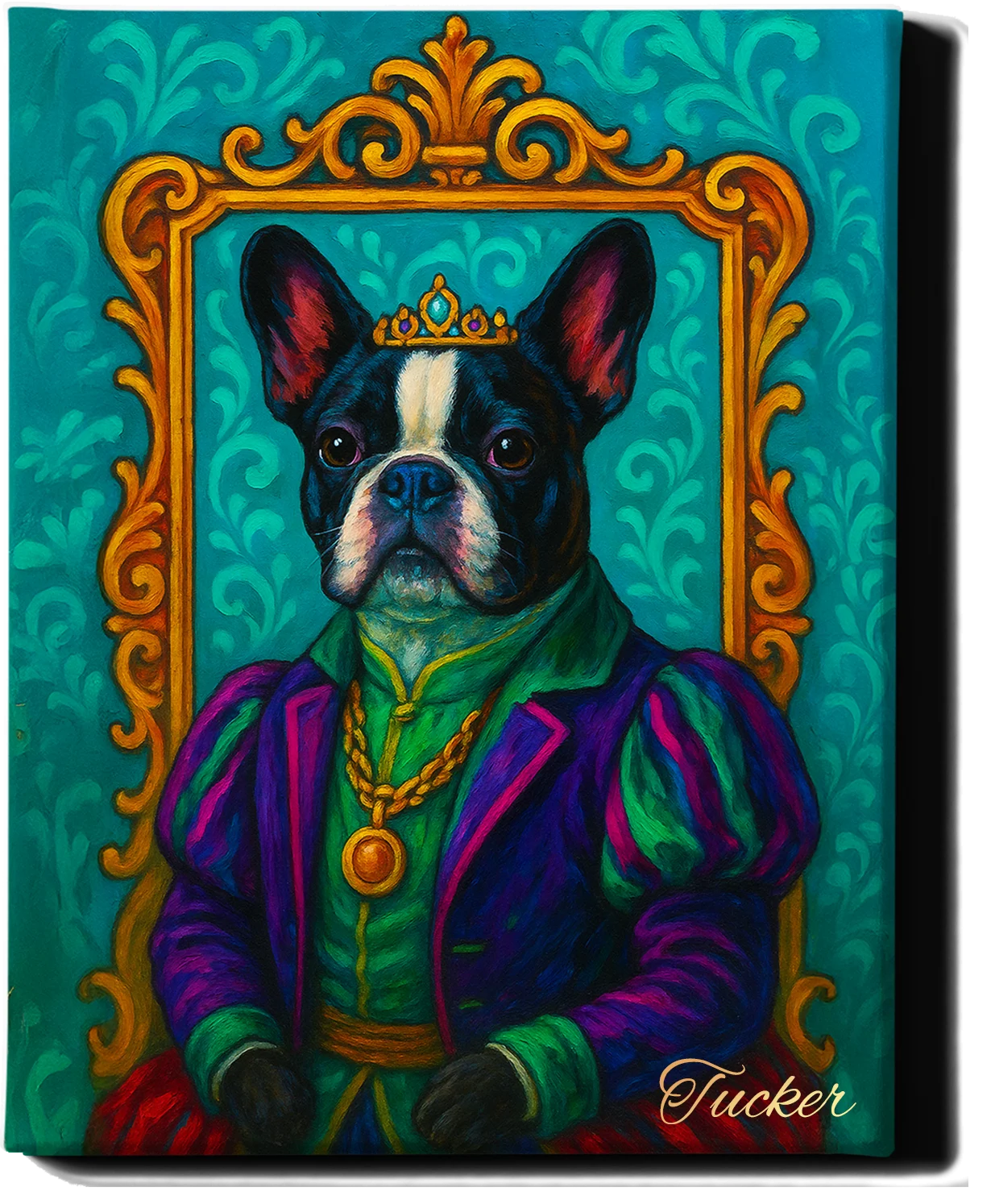 Custom Royal Pet Portrait | General Biscuit | Personalized Wall Art for Pet Lovers