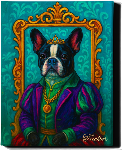 Custom Royal Pet Portrait | General Biscuit | Personalized Wall Art for Pet Lovers