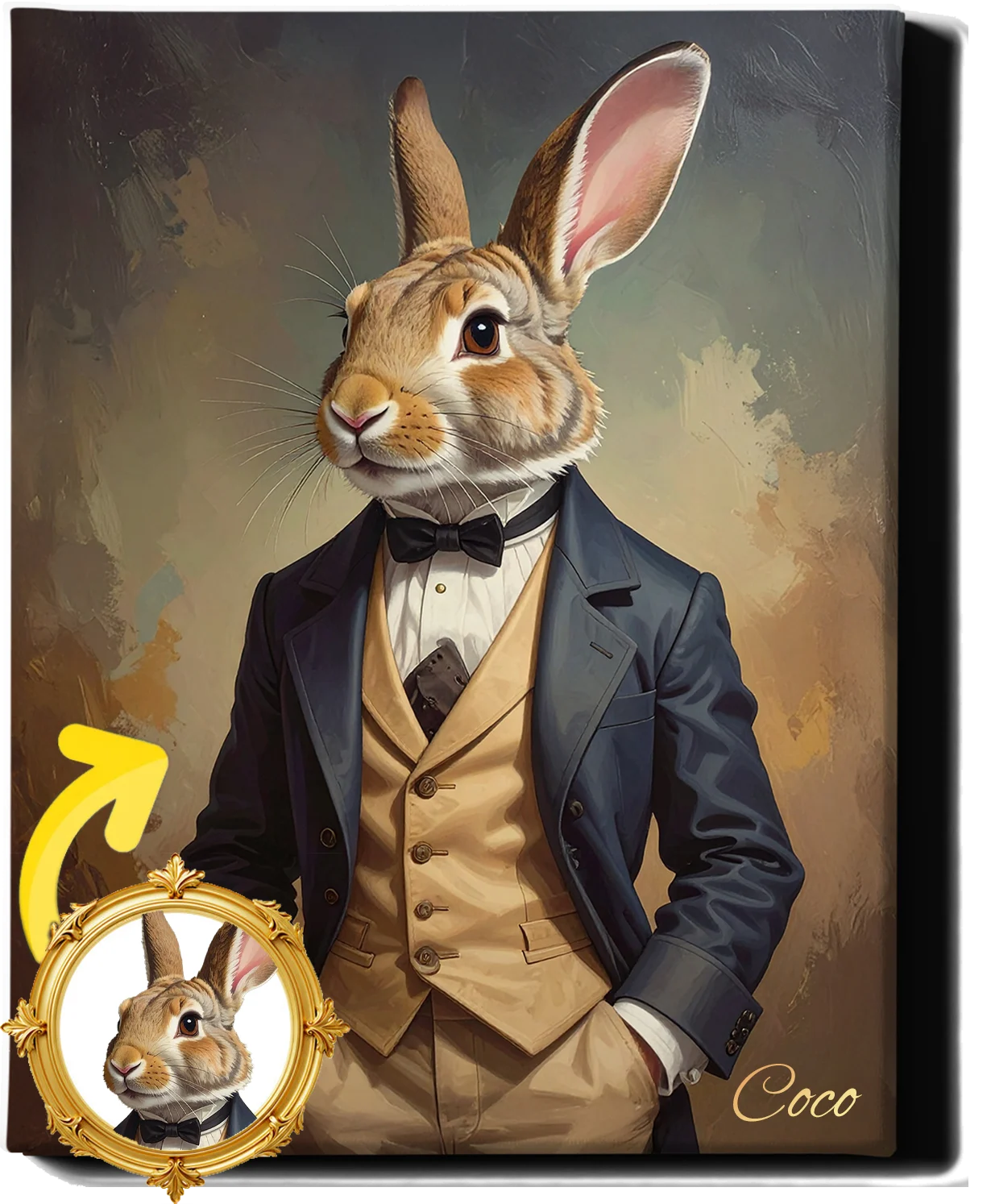 Custom Royal Pet Portrait | Gentleman Hare Duke | Personalized Wall Art for Pet Lovers
