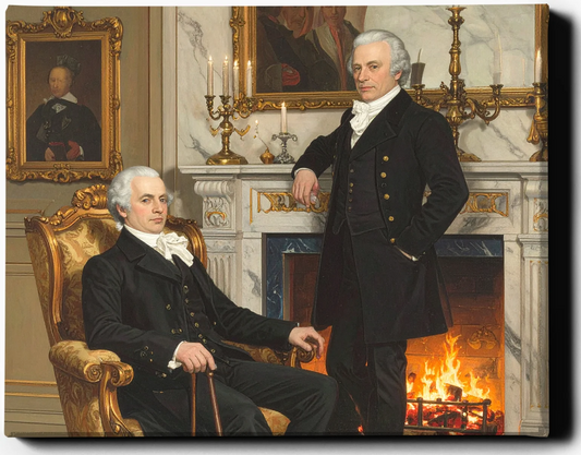 Custom Royal Family Portrait | Gentlemen by Firelight | Personalized Wall Art Gift
