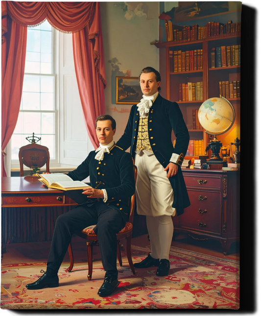 Custom Royal Family Portrait | Gentlemen of Study | Personalized Wall Art Gift