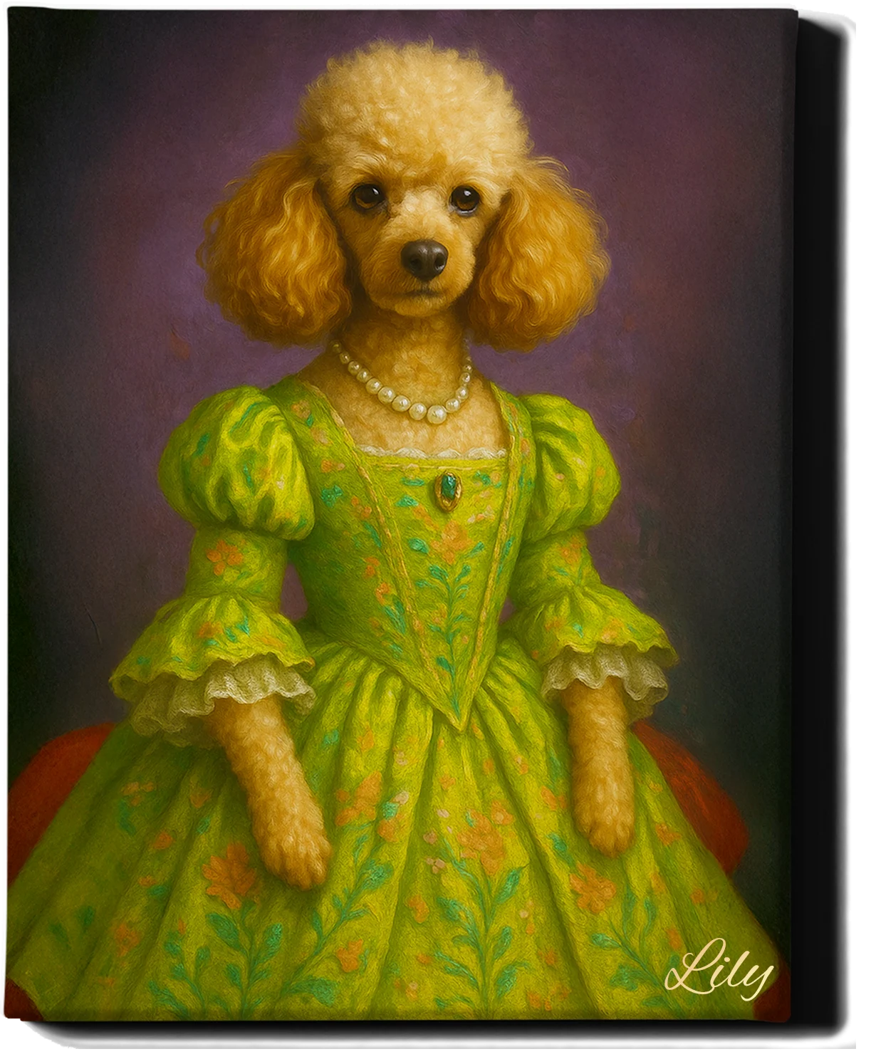 Custom Royal Pet Portrait | Green Queen | Personalized Wall Art for Pet Lovers