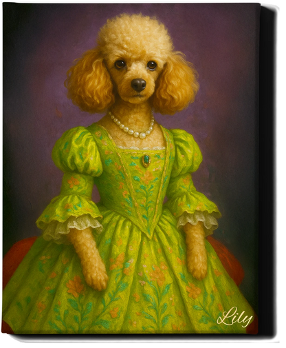 Custom Royal Pet Portrait | Green Queen | Personalized Wall Art for Pet Lovers