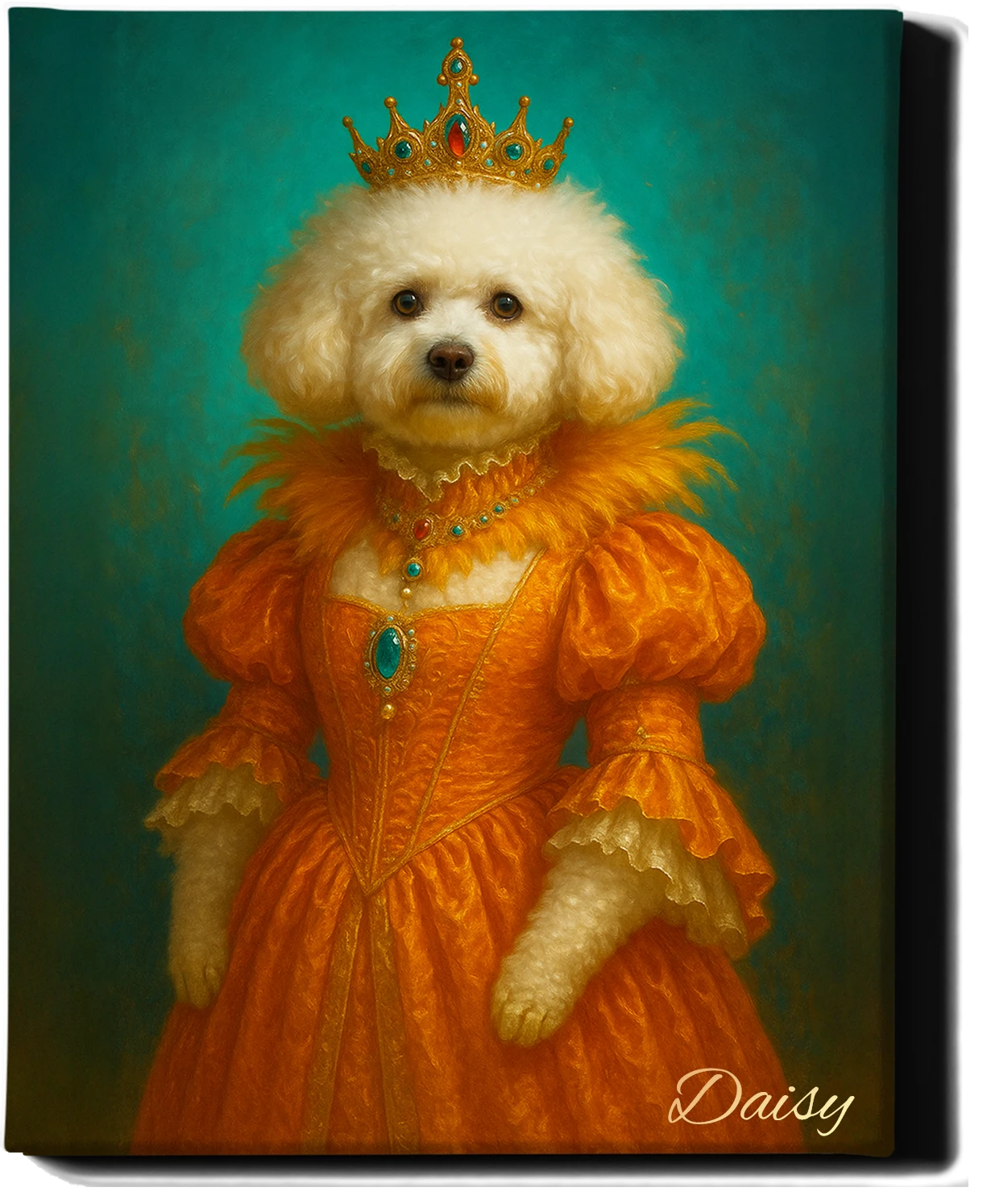 Custom Royal Pet Portrait | Her Highness Coco | Personalized Wall Art for Pet Lovers
