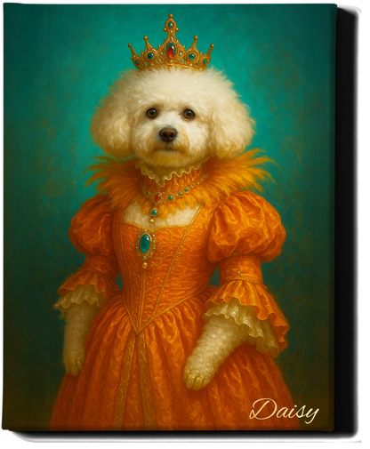 Custom Royal Pet Portrait | Her Highness Coco | Personalized Wall Art for Pet Lovers