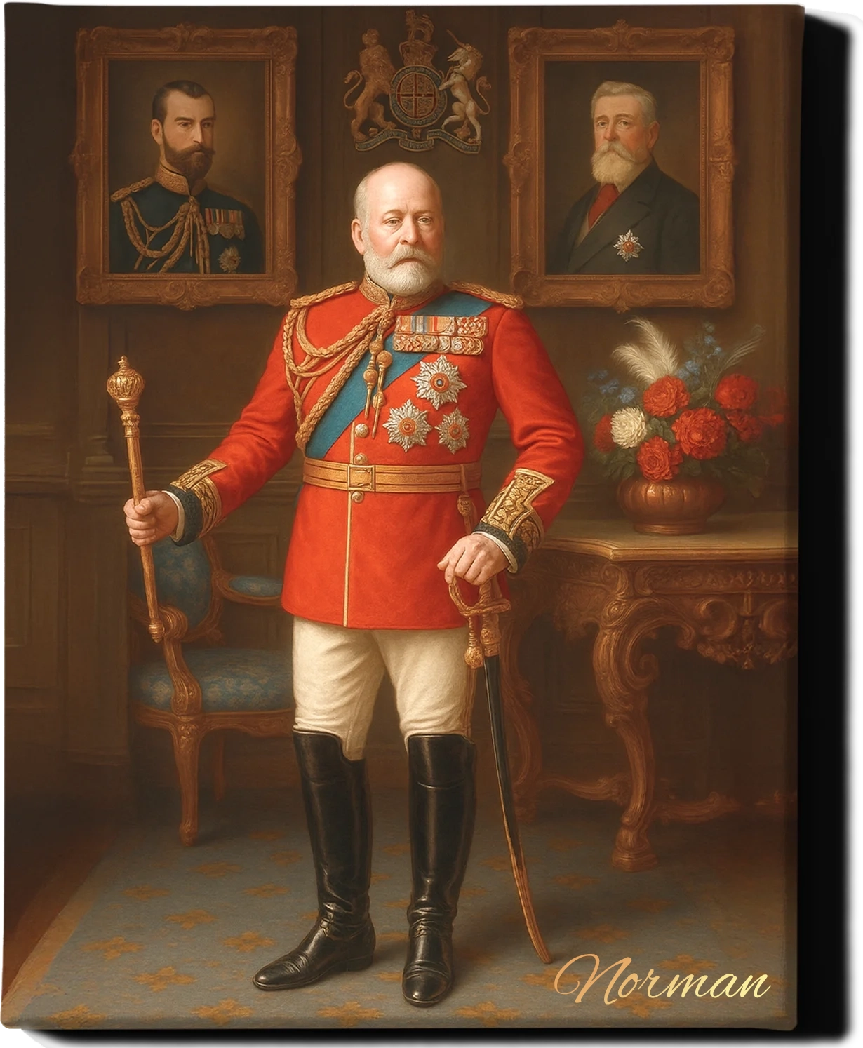 Custom Royal Human Portrait | High Regent of the Crimson Throne | Personalized Wall Art Gift for him