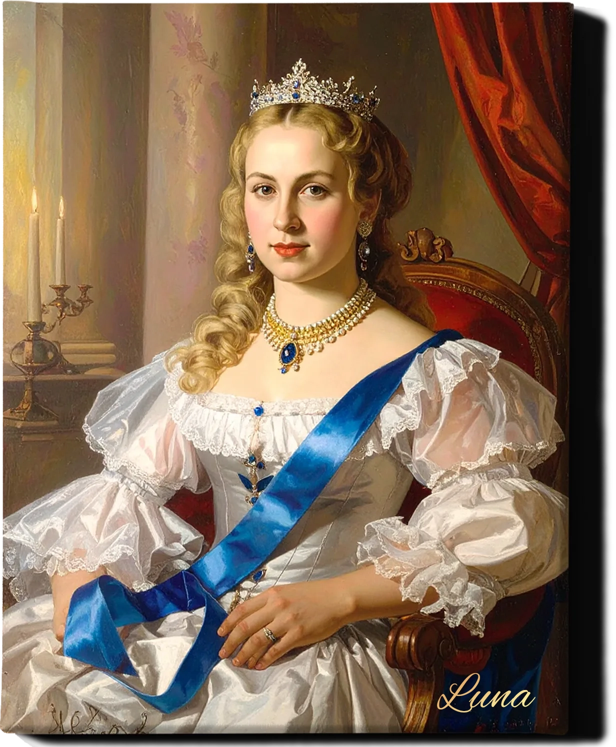 Custom Royal Human Portrait | Imperial Duchess in Silver 2 | Personalized Wall Art Gift for her