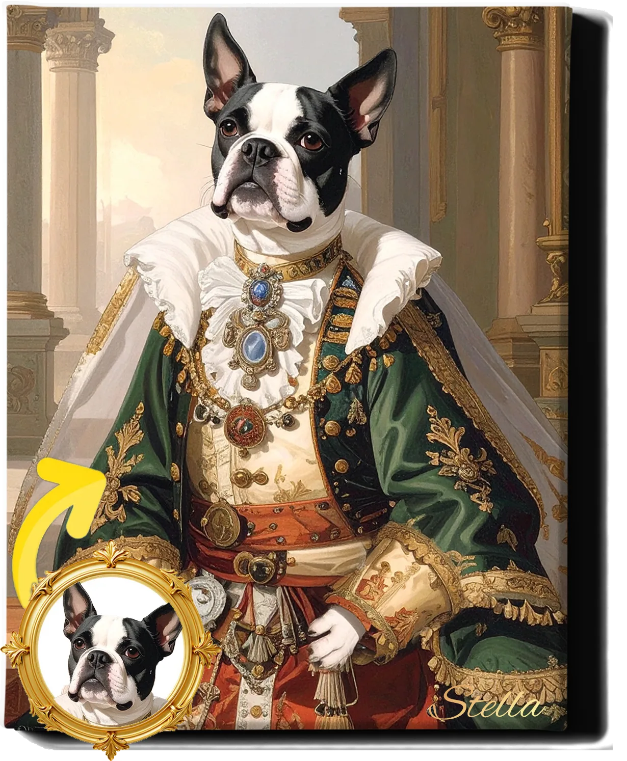Custom Royal Pet Portrait | Imperial Pup Lord | Personalized Wall Art for Pet Lovers