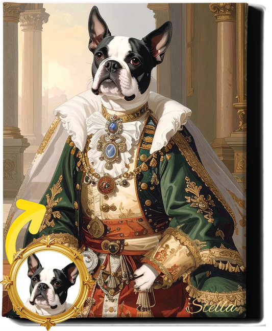 Custom Royal Pet Portrait | Imperial Pup Lord | Personalized Wall Art for Pet Lovers