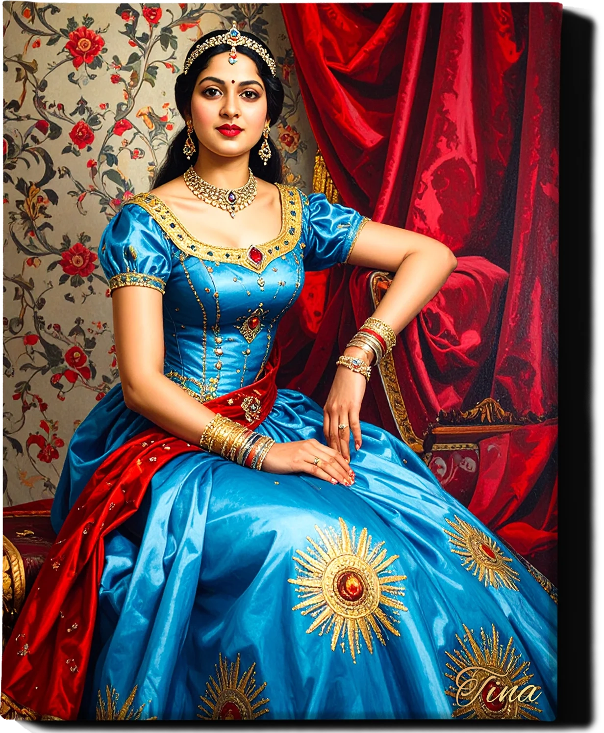 Custom Royal Human Portrait | Indian Royal Maharani 2 | Personalized Wall Art Gift for her