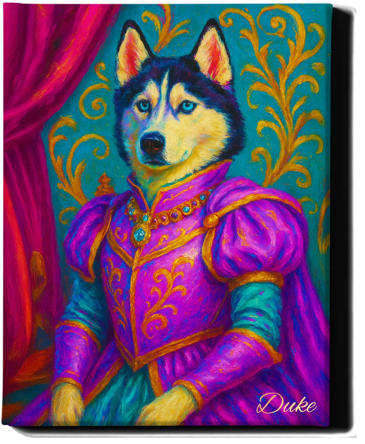 Custom Royal Pet Portrait | King Flufferton | Personalized Wall Art for Pet Lovers