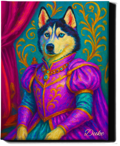 Custom Royal Pet Portrait | King Flufferton | Personalized Wall Art for Pet Lovers
