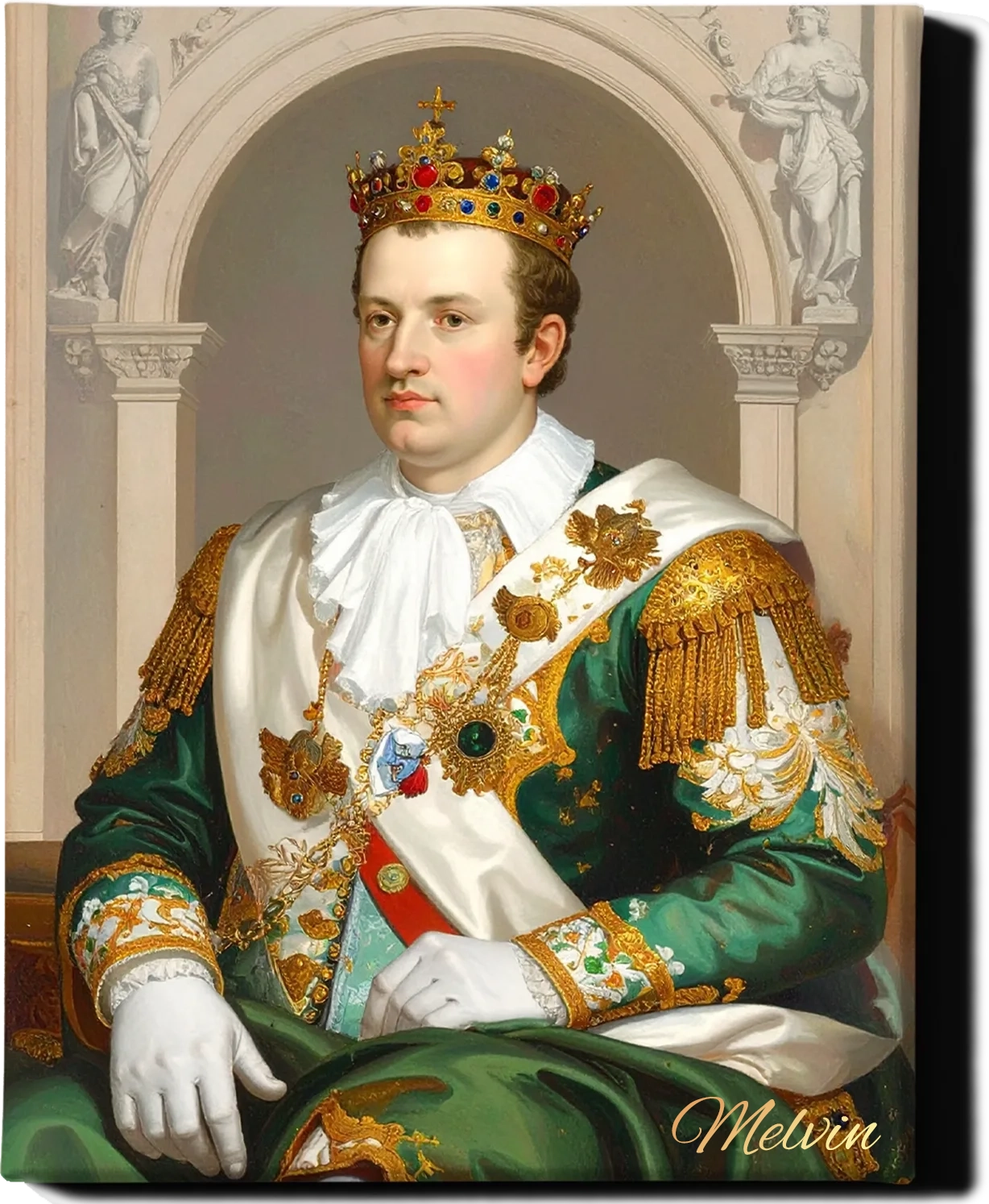 Custom Royal Human Portrait | King Leopold | Personalized Wall Art Gift for him