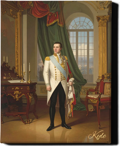 Custom Royal Human Portrait | Lord Hadrian of the White Order | Personalized Wall Art Gift for him