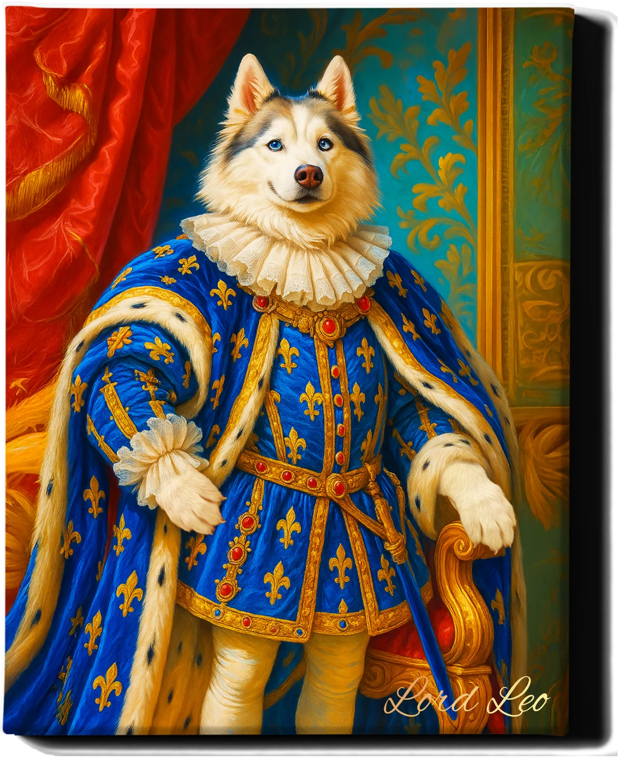 Custom Royal Pet Portrait | Lord Leo | Personalized Wall Art for Pet Lovers