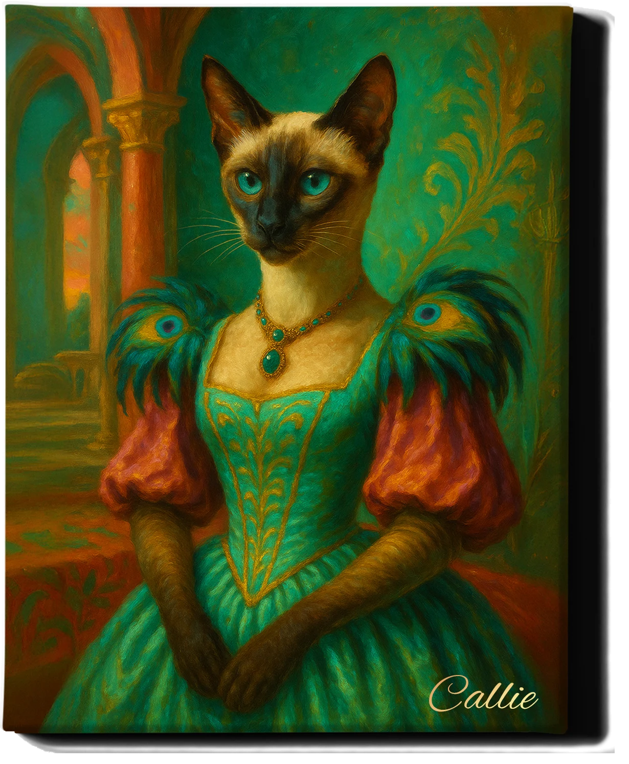Custom Royal Pet Portrait | Madame | Personalized Wall Art for Pet Lovers