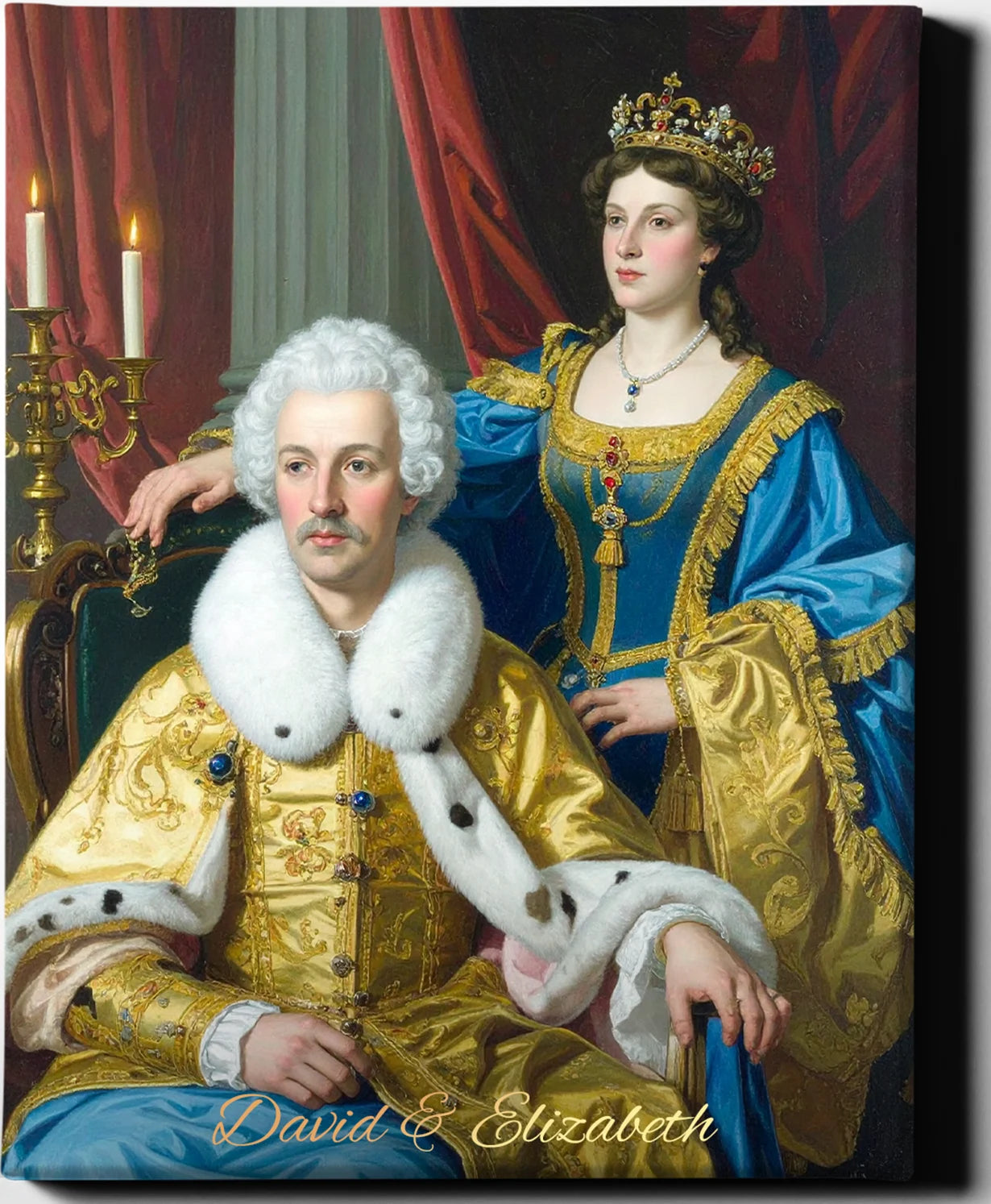 Custom Royal Couple Portrait | Majestic Coronation | Personalized Wall Art Gift