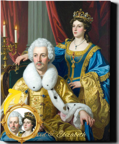 Custom Royal Couple Portrait | Majestic Coronation | Personalized Wall Art Gift