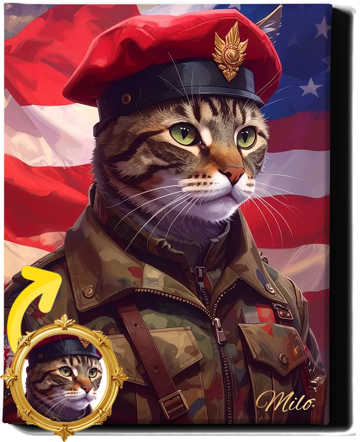 Custom Royal Pet Portrait | Major Meowington | Personalized Wall Art for Pet Lovers