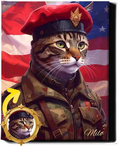 Custom Royal Pet Portrait | Major Meowington | Personalized Wall Art for Pet Lovers