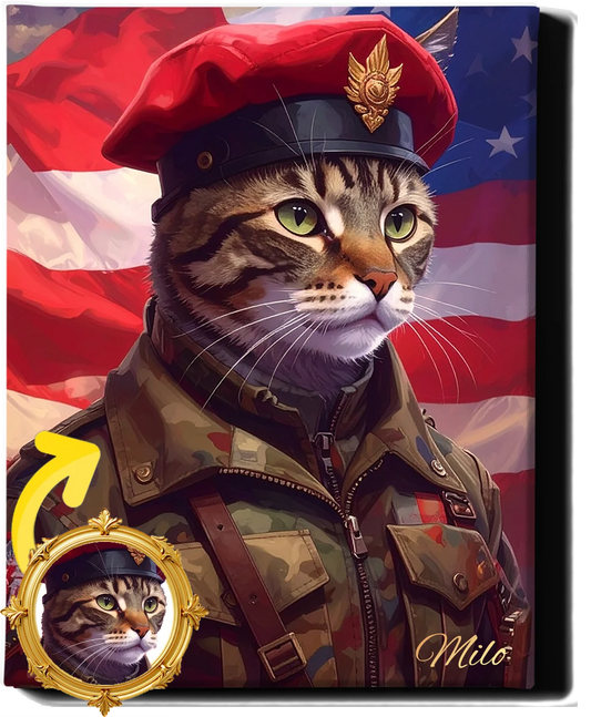 Custom Royal Pet Portrait | Major Meowington | Personalized Wall Art for Pet Lovers