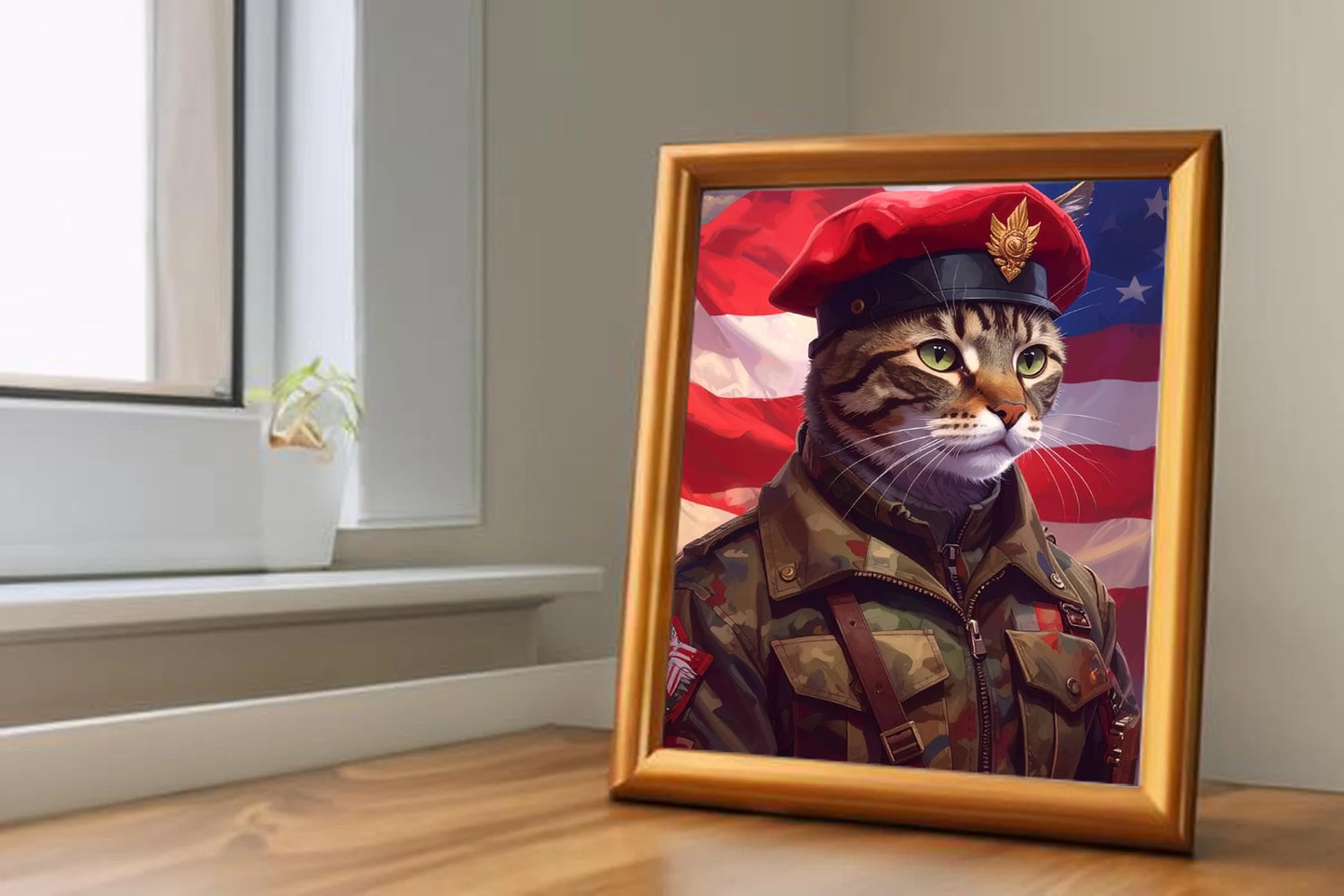 Custom Royal Pet Portrait | Major Meowington | Personalized Wall Art for Pet Lovers