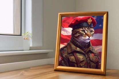 Custom Royal Pet Portrait | Major Meowington | Personalized Wall Art for Pet Lovers