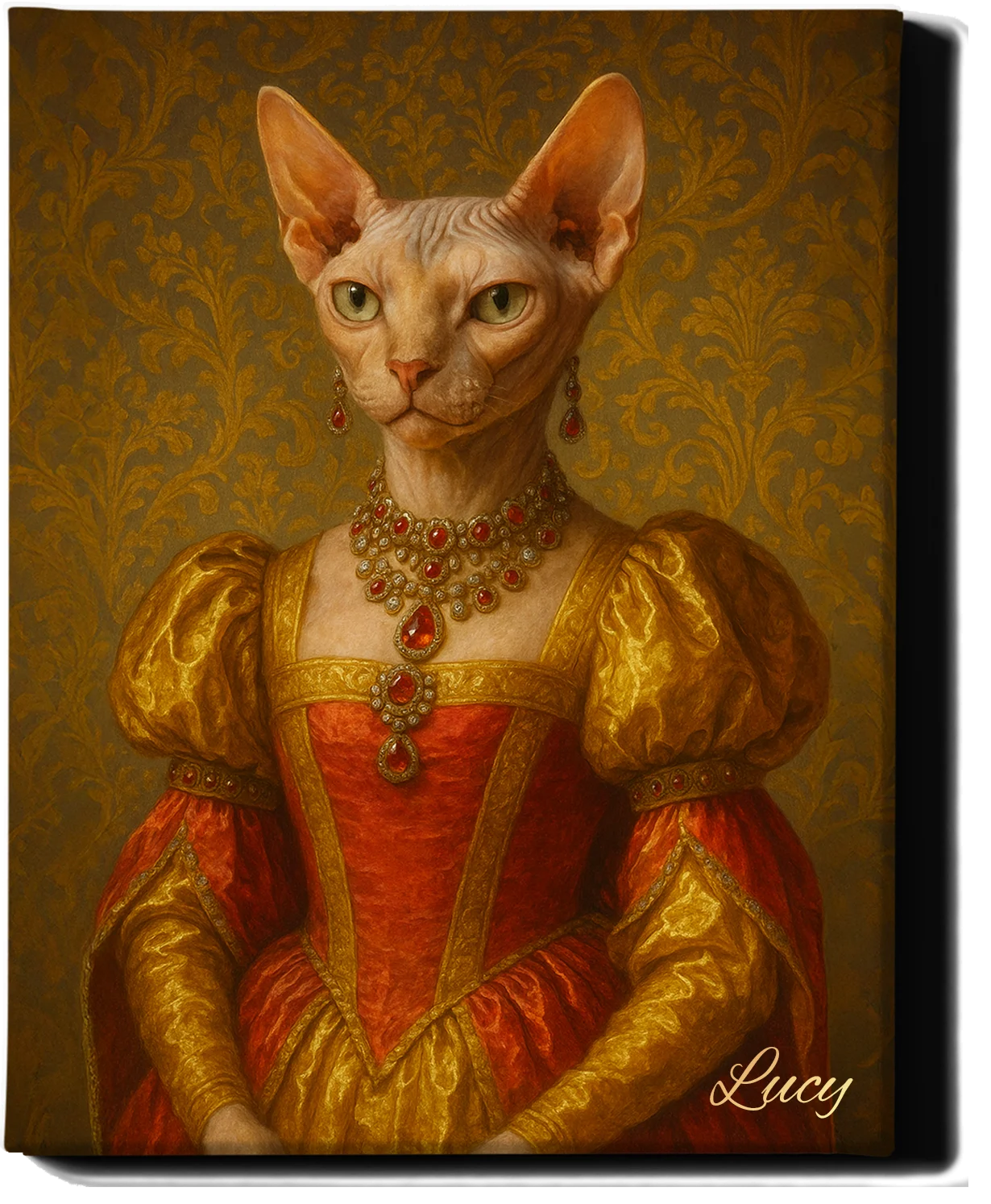 Custom Royal Pet Portrait | Marquise Muffin | Personalized Wall Art for Pet Lovers