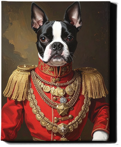 Custom Royal Pet Portrait | Medal Guard Hound | Personalized Wall Art for Pet Lovers
