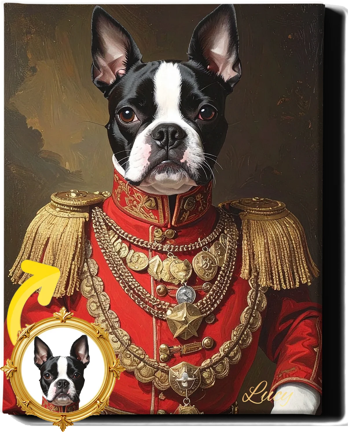 Custom Royal Pet Portrait | Medal Guard Hound | Personalized Wall Art for Pet Lovers