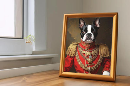 Custom Royal Pet Portrait | Medal Guard Hound | Personalized Wall Art for Pet Lovers